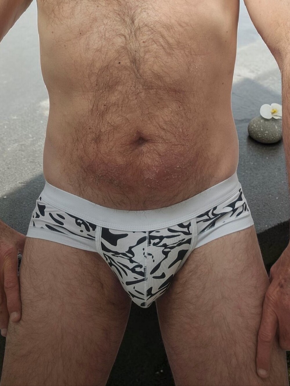 Men's White & Black Patterned Fitness Briefs